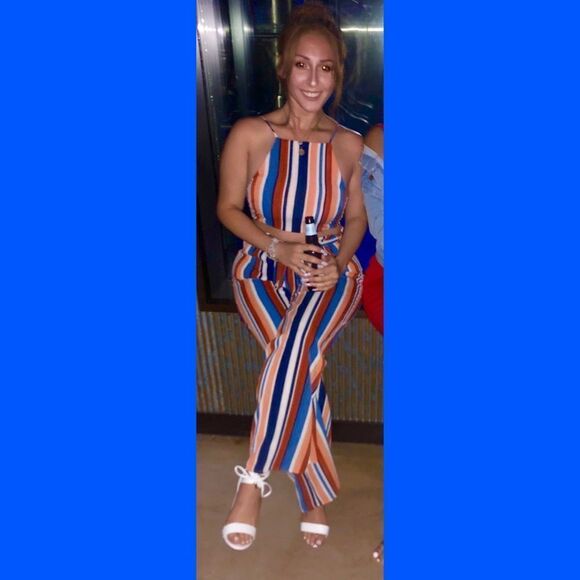 Womens 2 Piece Striped Pants and Top Matching Set Womens 2 Piece Matching Set - Picture 1 of 6